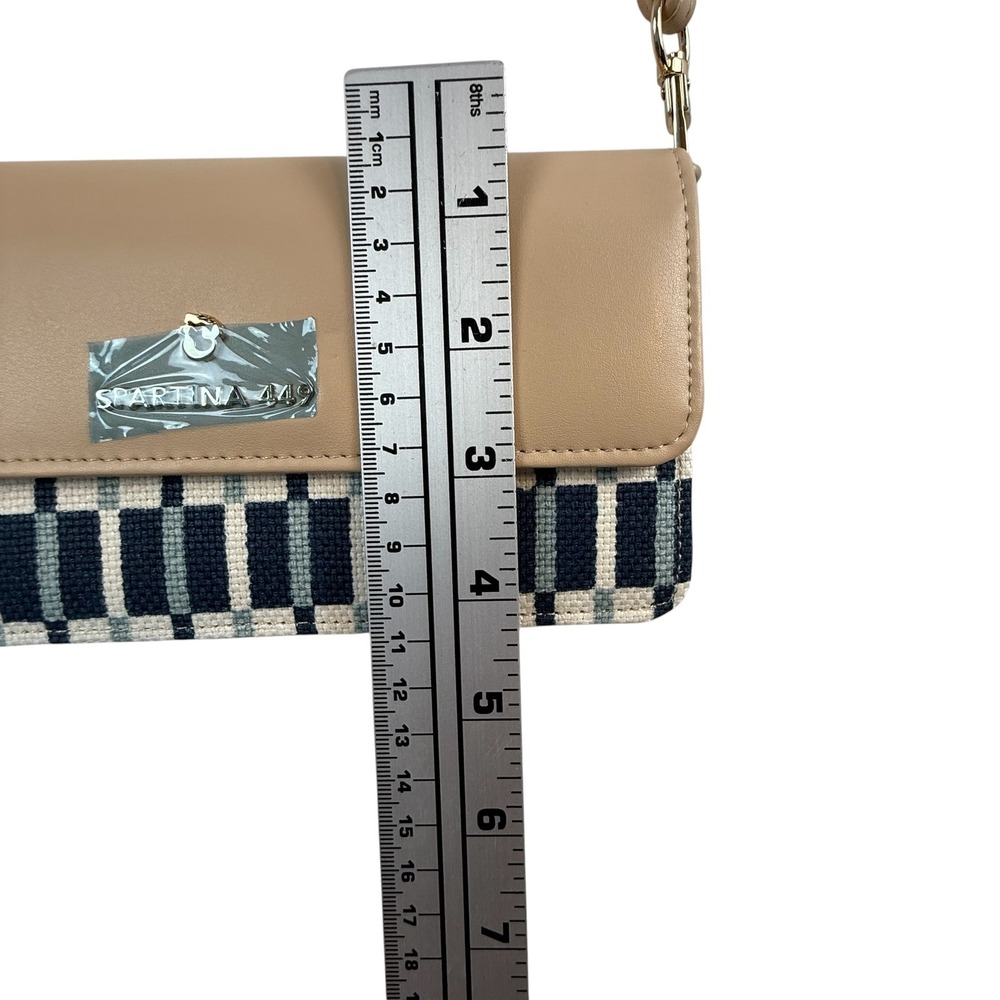 Spartina 449 Daise Jane Convertible Crossbody Tan Navy Blue Checkered 290318 NWT - Picture 8 of 9